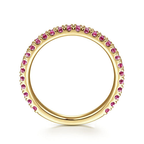 14K Yellow Gold Ruby Stackable Ring - Shot 2