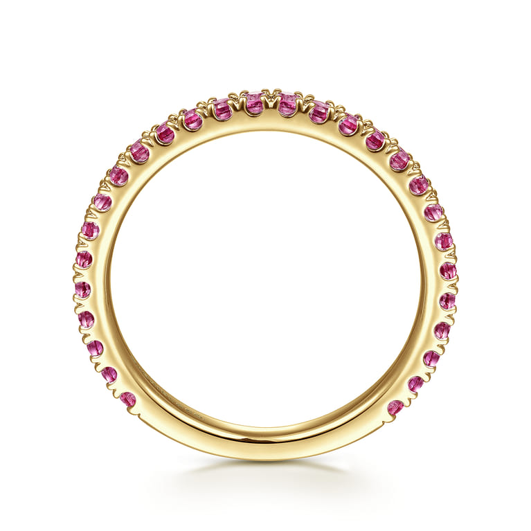 14K Yellow Gold Ruby Stackable Ring - Shot 2