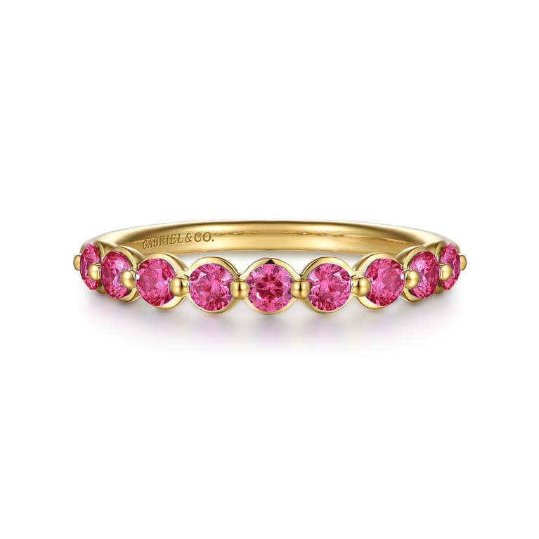 14K Yellow Gold Ruby Stackable Ring - Shot 1