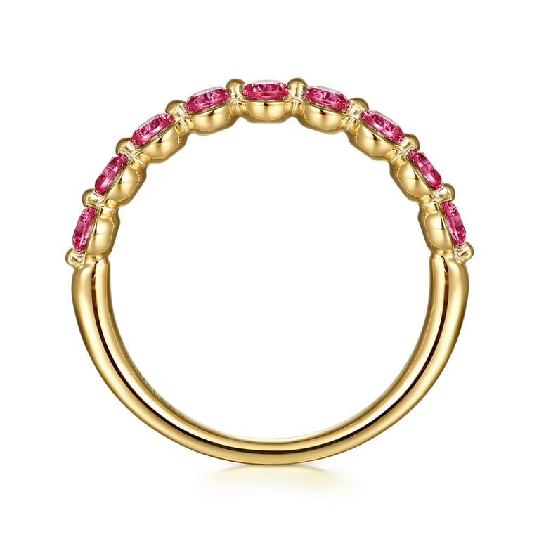 14K Yellow Gold Ruby Stackable Ring - Shot 2