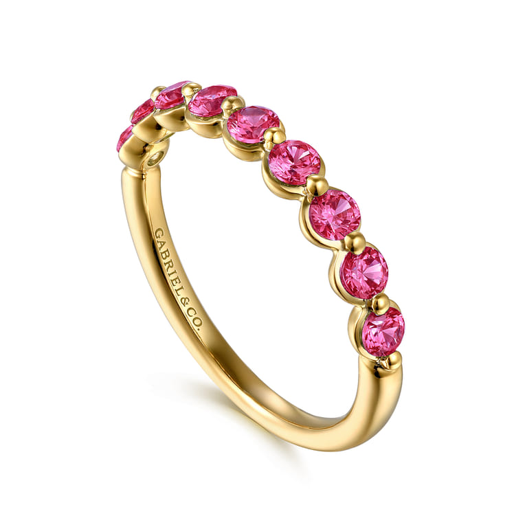 14K Yellow Gold Ruby Stackable Ring - Shot 3