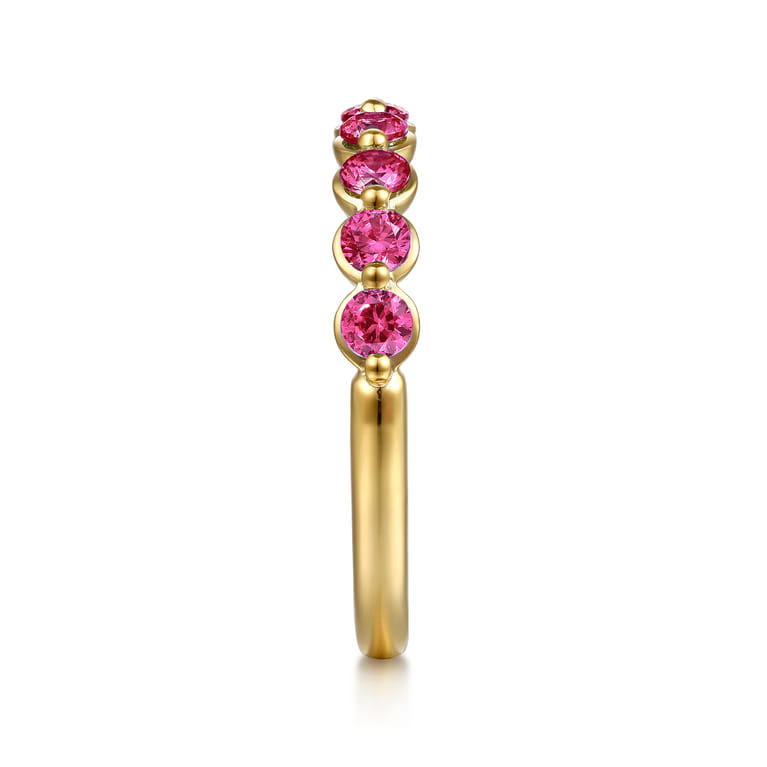 14K Yellow Gold Ruby Stackable Ring - Shot 4
