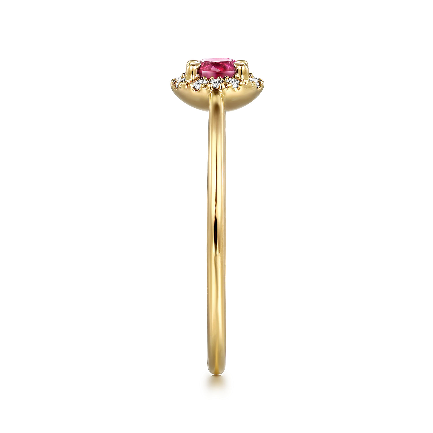 14K Yellow Gold Ruby and Diamond Halo Promise Ring - 0.06 ct - Shot 4