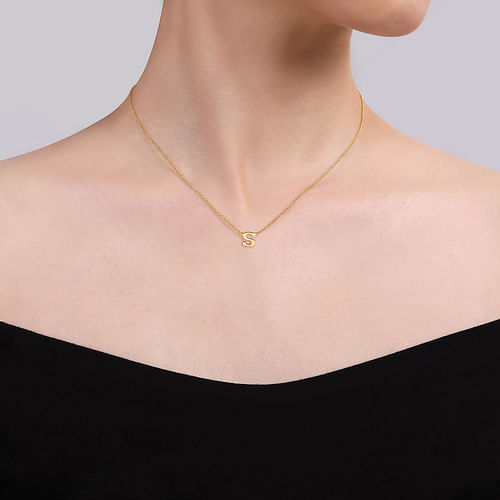 14K Yellow Gold S Initial Necklace - Shot 3