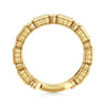 14K Yellow Gold Sapphire Baguette and Diamond Round Stackable Ring - 0.14 ct
