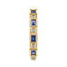 14K Yellow Gold Sapphire Baguette and Diamond Round Stackable Ring - 0.14 ct
