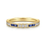 14K Yellow Gold Sapphire Baguette and Diamond Stackable Ring - 0.4 ct