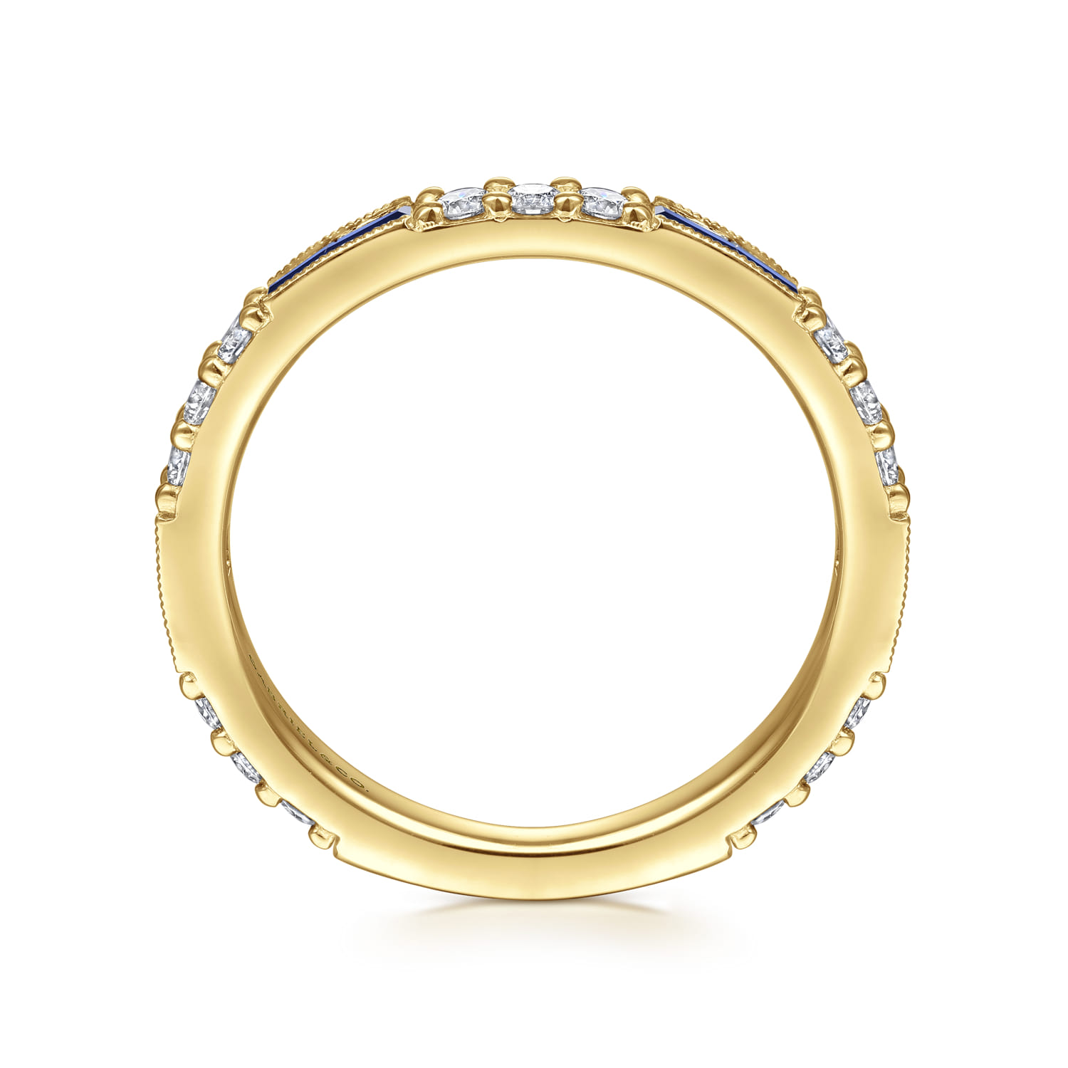 14K Yellow Gold Sapphire Baguette and Diamond Stackable Ring - 0.4 ct - Shot 2