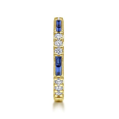14K Yellow Gold Sapphire Baguette and Diamond Stackable Ring - 0.4 ct - Shot 4
