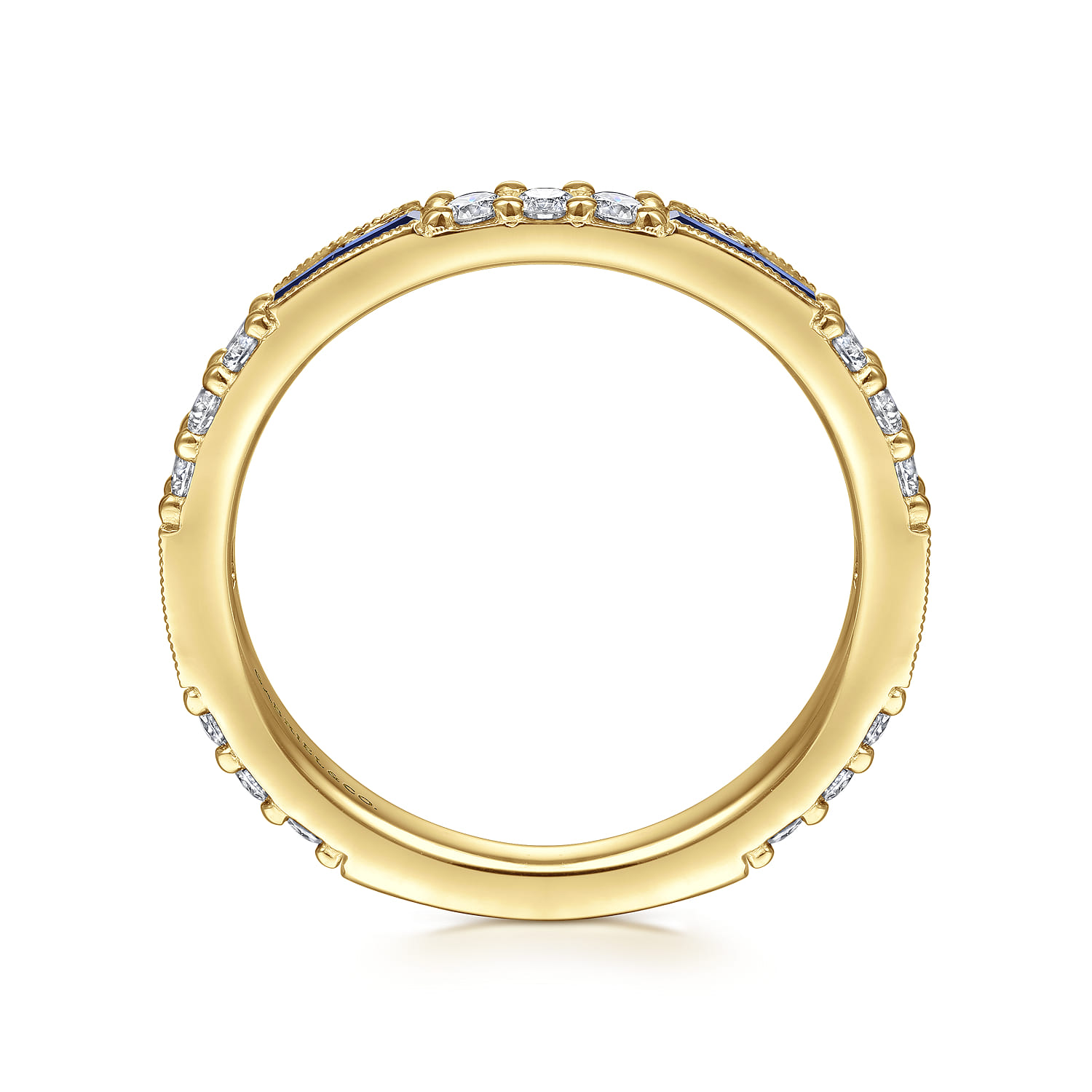 14K Yellow Gold Sapphire Baguette and Diamond Stackable Ring - 0.38 ct - Shot 2