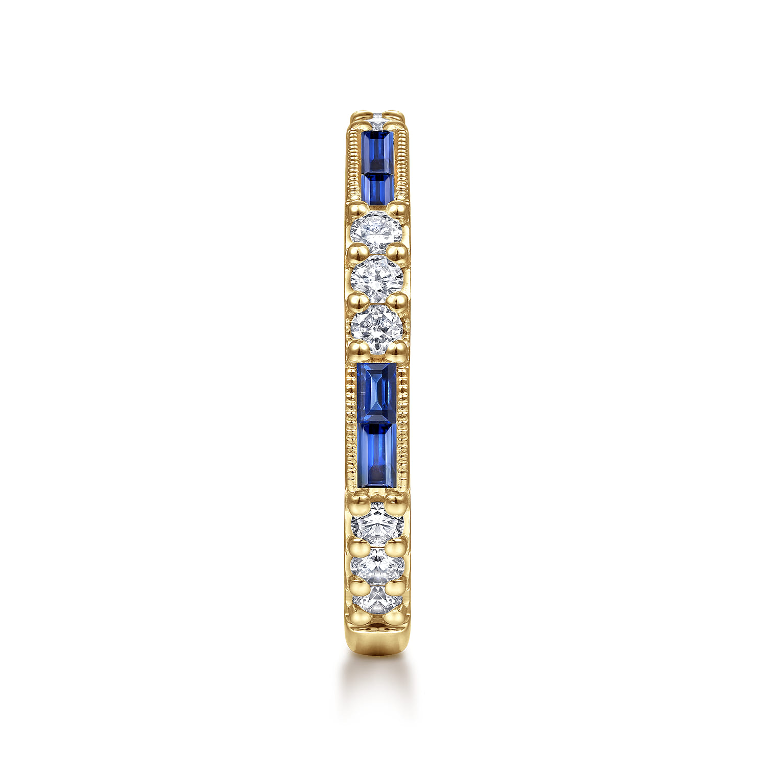 14K Yellow Gold Sapphire Baguette and Diamond Stackable Ring - 0.38 ct - Shot 4