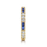 14K Yellow Gold Sapphire Baguette and Diamond Stackable Ring - 0.38 ct