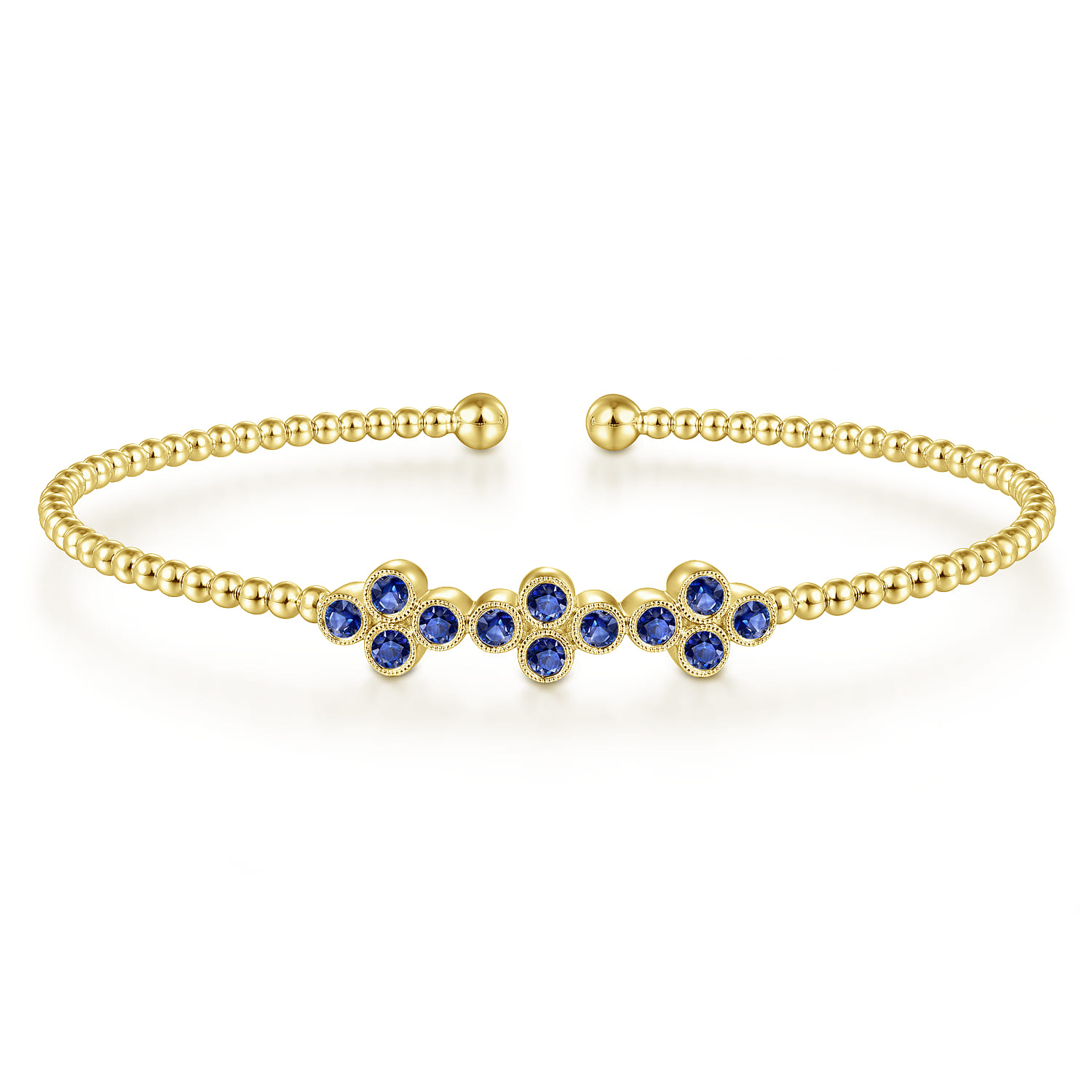 14K Yellow Gold Sapphire Bangle - Shot 1