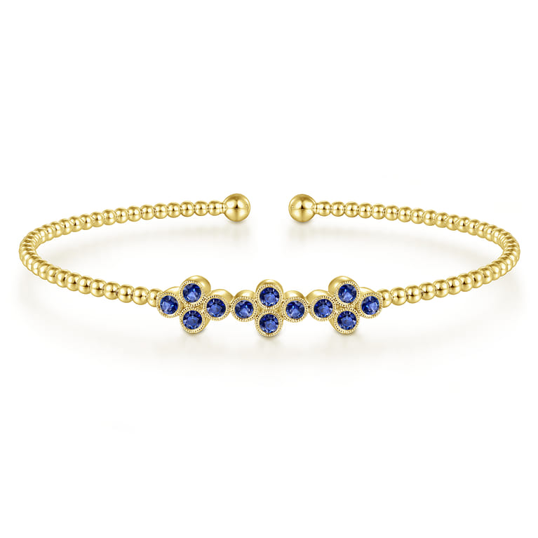 14K Yellow Gold Sapphire Bangle - Shot 1