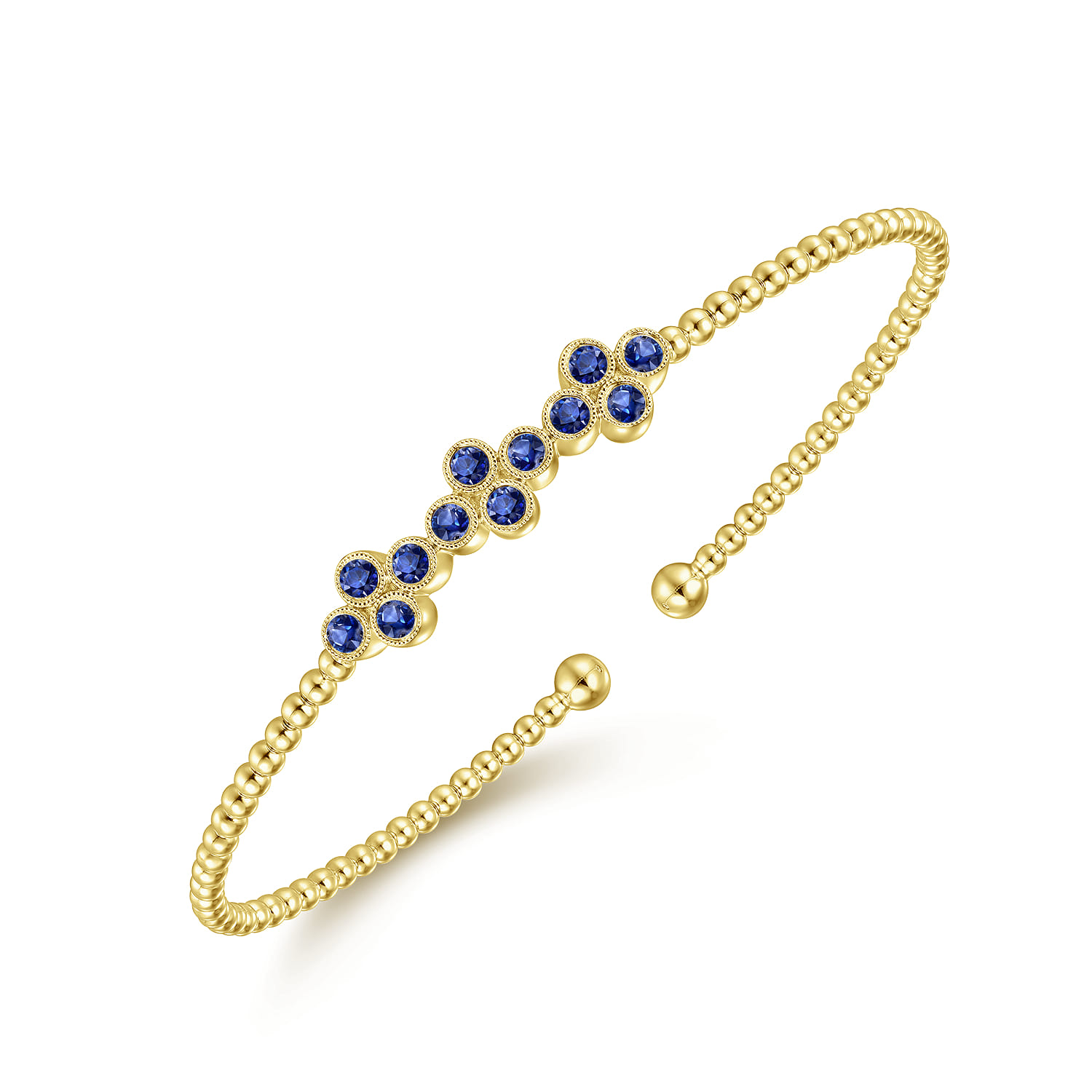 14K Yellow Gold Sapphire Bangle - Shot 2