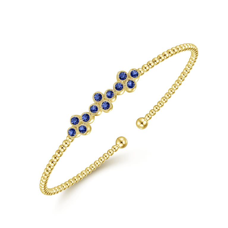 14K Yellow Gold Sapphire Bangle - Shot 2
