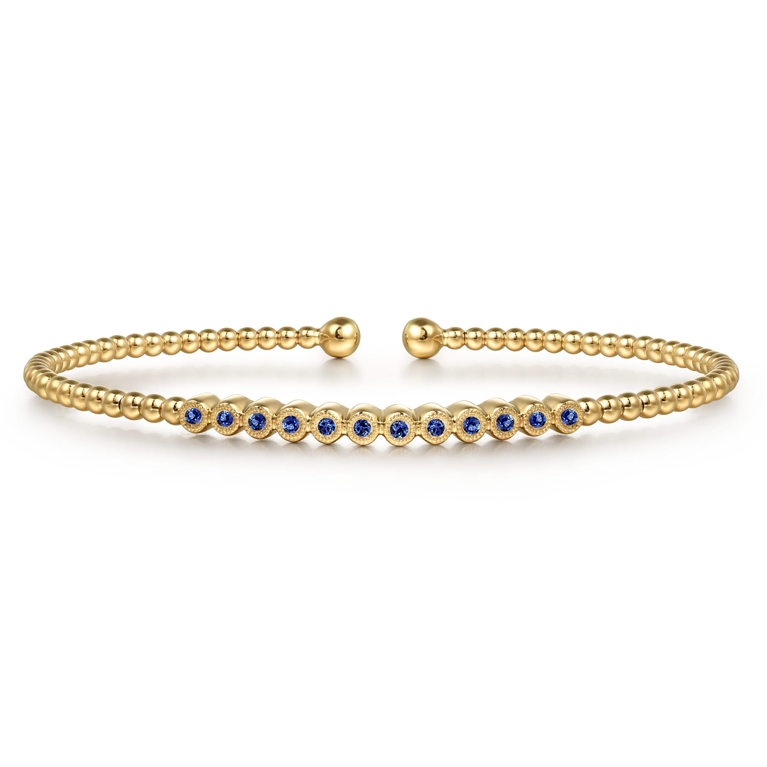 14K Yellow Gold Sapphire Bangle - Shot 1