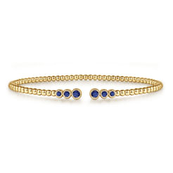14K Yellow Gold Sapphire Bangle