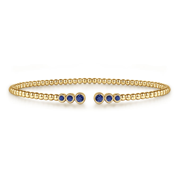 14K Yellow Gold Sapphire Bangle - Shot 1