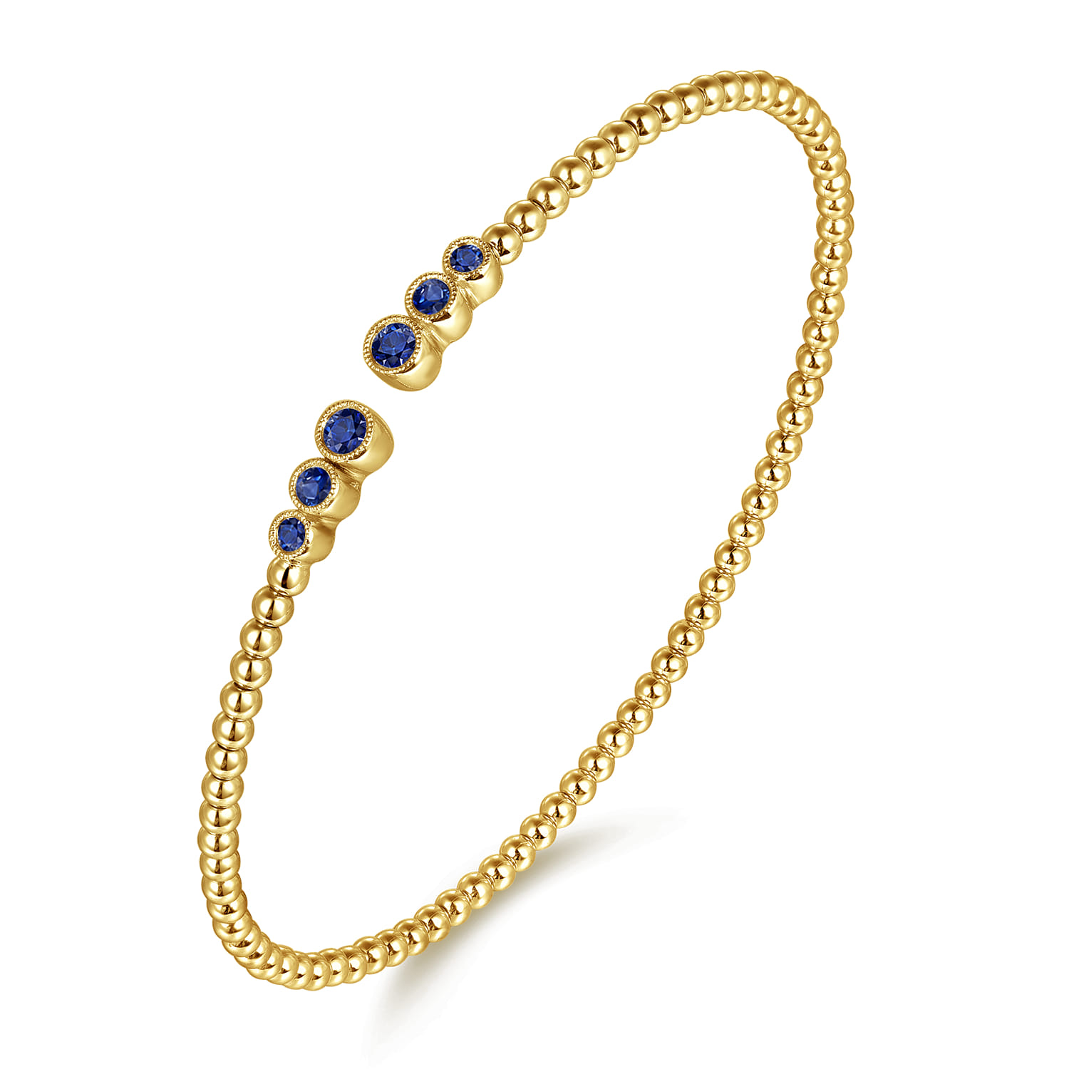 14K Yellow Gold Sapphire Bangle - Shot 2