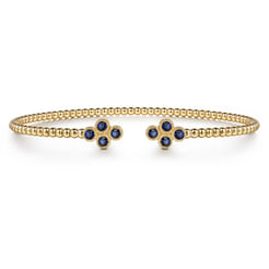 14K Yellow Gold Sapphire Bangle
