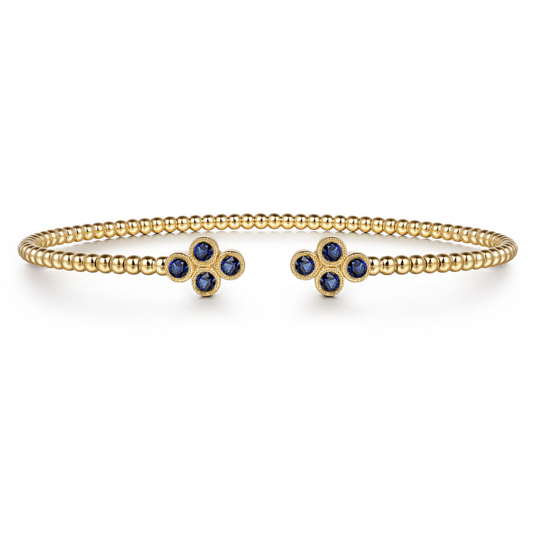 14K Yellow Gold Sapphire Bangle - Shot 1