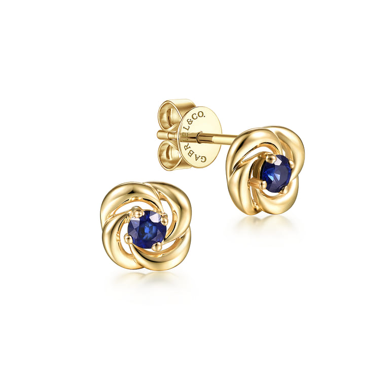 14K Yellow Gold Sapphire Earrings - Shot 1