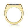 14K Yellow Gold Sapphire Men's Ring in Sand Blast Finish