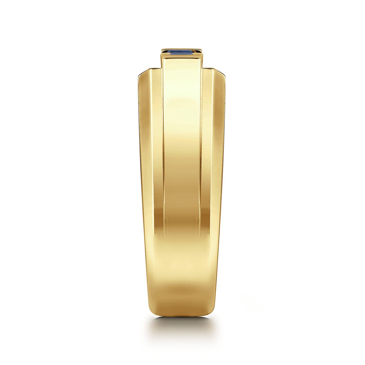 14K Yellow Gold Sapphire Men's Ring in Sand Blast Finish - Shot 4