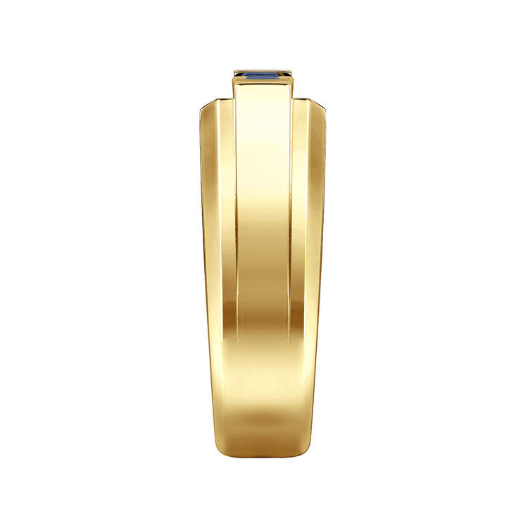 14K Yellow Gold Sapphire Men's Ring in Sand Blast Finish