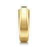 14K Yellow Gold Sapphire Men's Ring in Sand Blast Finish