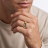 14K Yellow Gold Sapphire Men's Ring in Sand Blast Finish