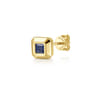 14K Yellow Gold Sapphire Mens Angular Cuts Single Stud Earring