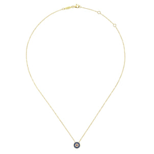 14K Yellow Gold Sapphire Ruby and Diamond Evil Eye Pendant Necklace