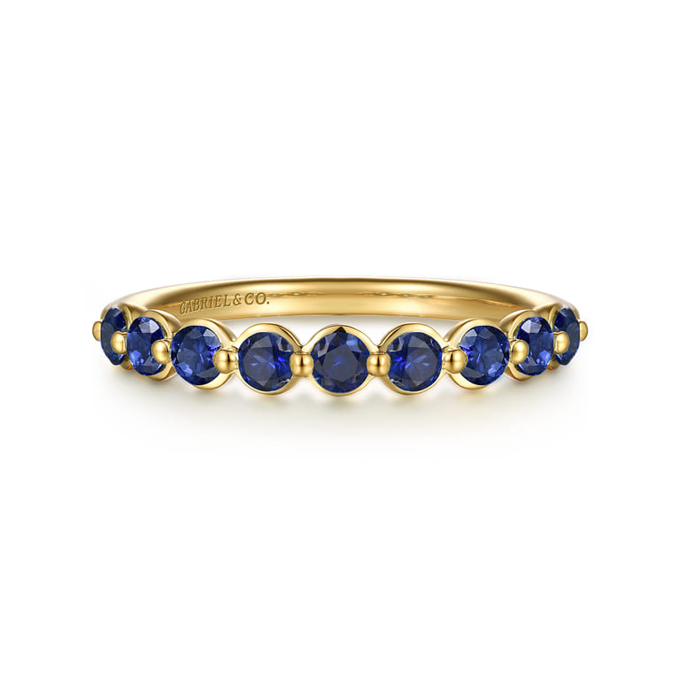 14K Yellow Gold Sapphire Stackable Ring - Shot 1