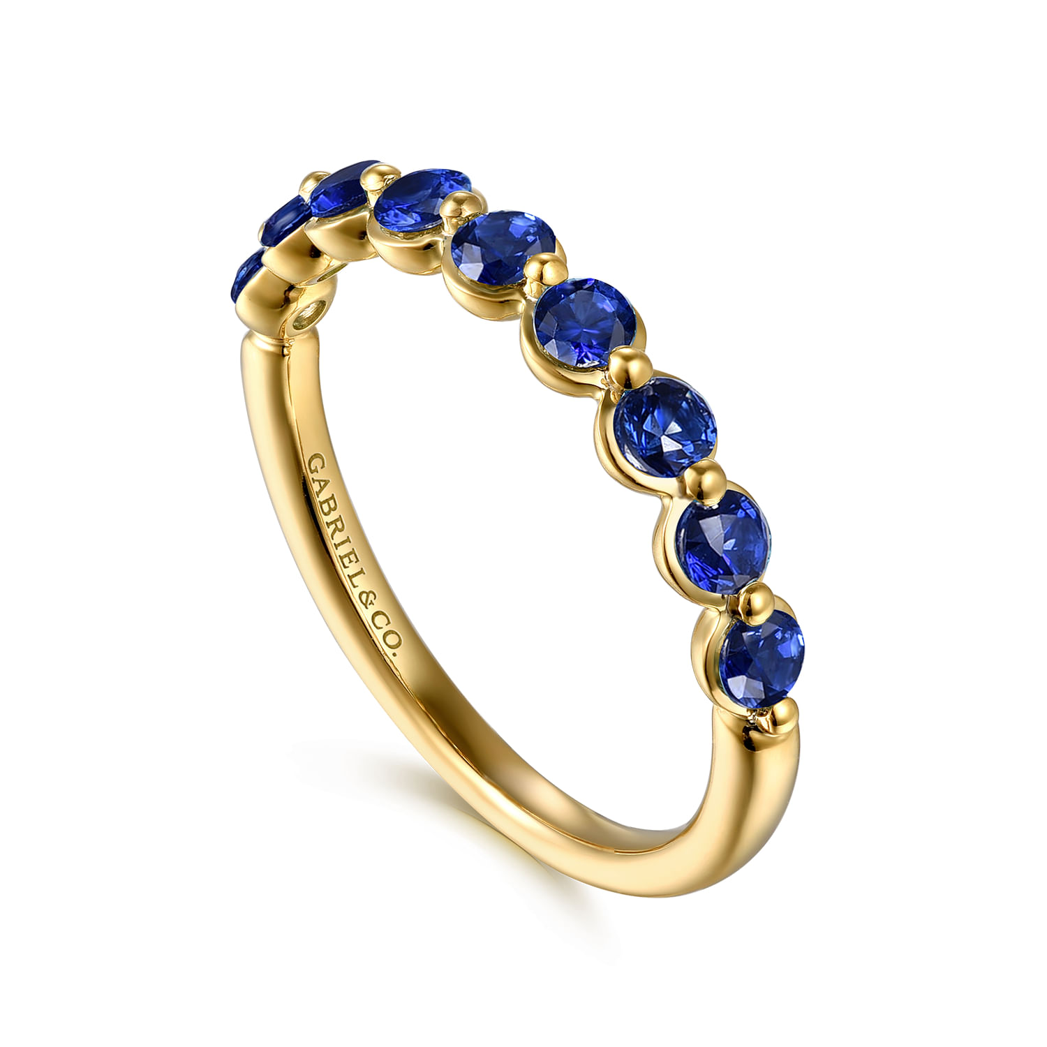 14K Yellow Gold Sapphire Stackable Ring - Shot 3