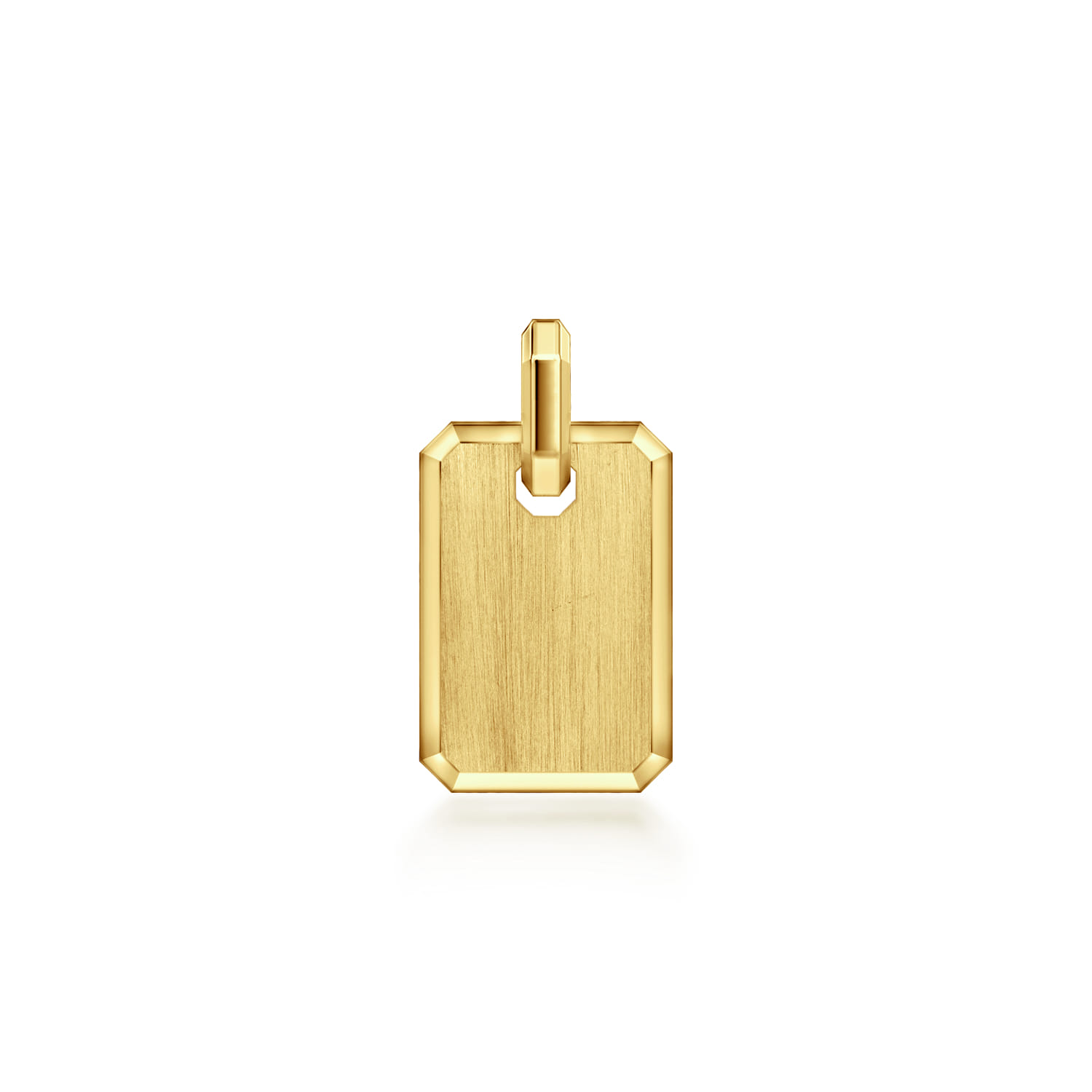 14K Yellow Gold Satin Finish Dog Tag Pendant - Shot 1