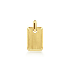 14K Yellow Gold Satin Finish Dog Tag Pendant