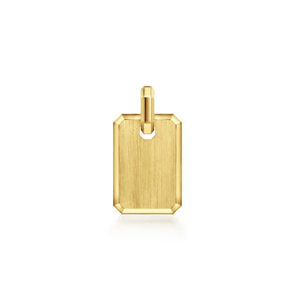 14K Yellow Gold Satin Finish Dog Tag Pendant