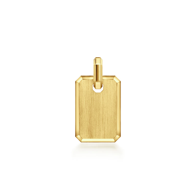 14K Yellow Gold Satin Finish Dog Tag Pendant - Shot 1