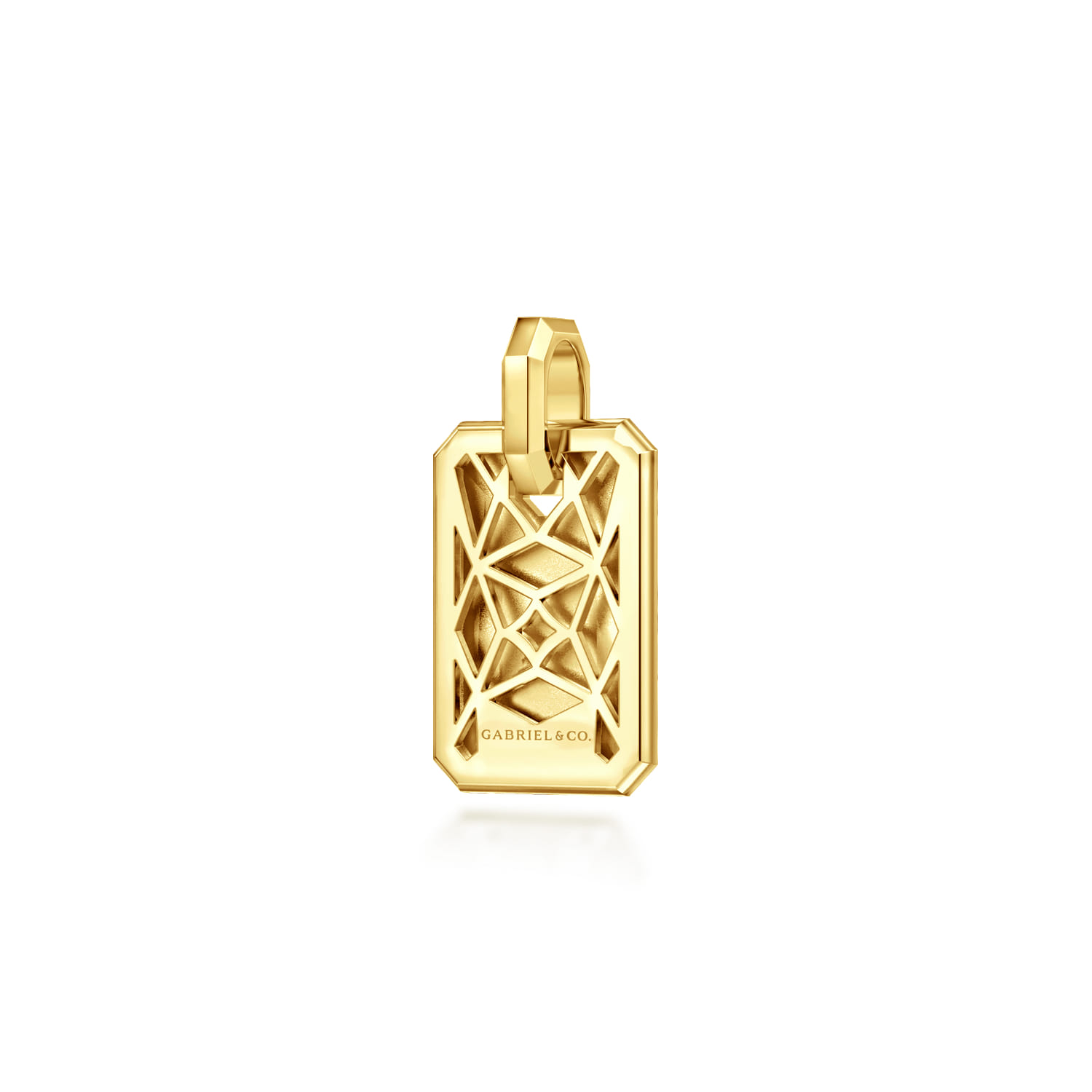 14K Yellow Gold Satin Finish Dog Tag Pendant - Shot 2