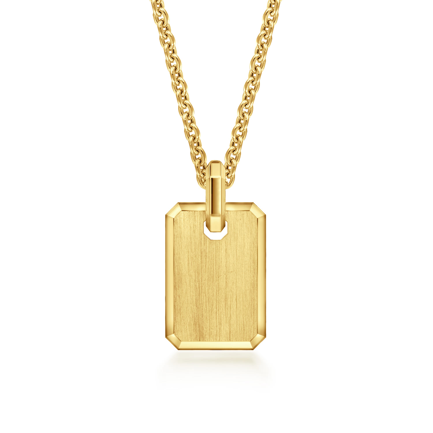 14K Yellow Gold Satin Finish Dog Tag Pendant - Shot 3