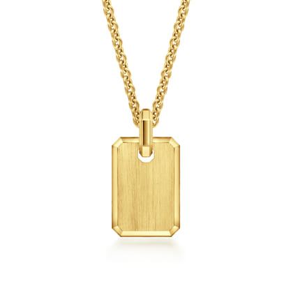 14K Yellow Gold Satin Finish Dog Tag Pendant