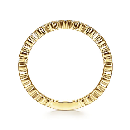 14K Yellow Gold Scalloped Diamond Stackable Ring