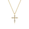 14K Yellow Gold Sculpted Diamond Cross Pendant Necklace - 0.09 ct