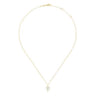 14K Yellow Gold Sculpted Diamond Cross Pendant Necklace - 0.09 ct