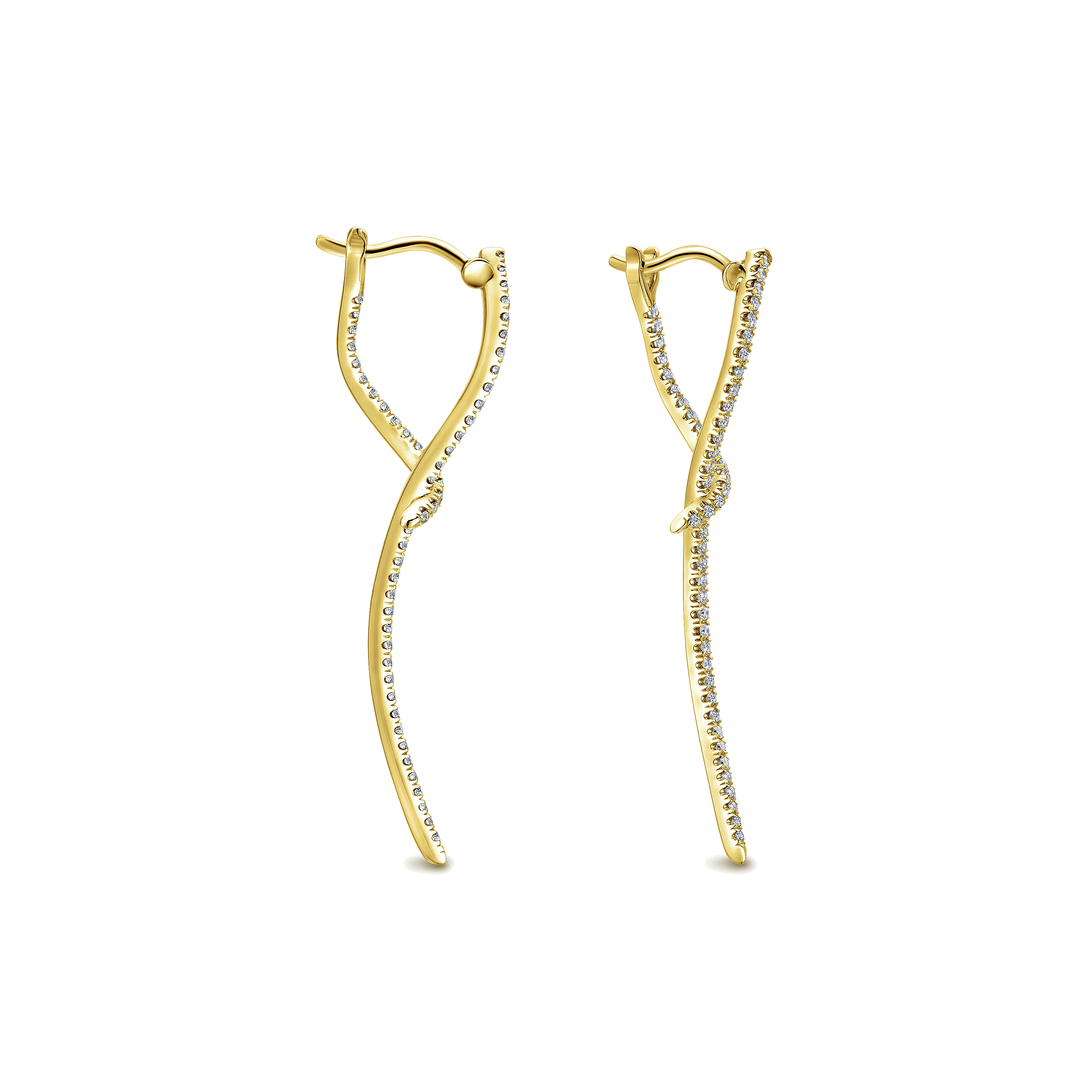 14K Yellow Gold Sculptural Diamond Drop Earrings @ $1825