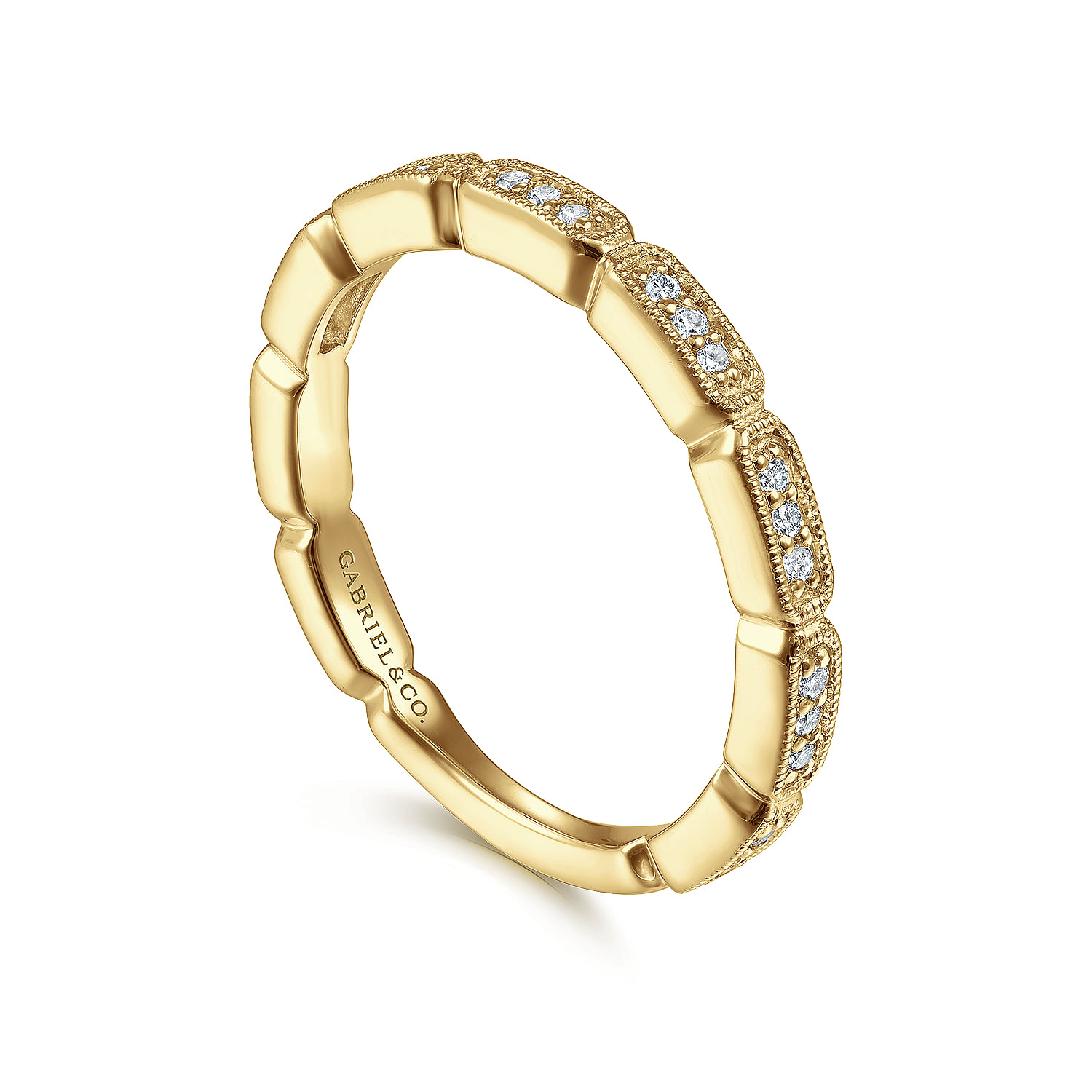 14K Yellow Gold Segmented Diamond Stackable Ring - 0.14 ct - Shot 3