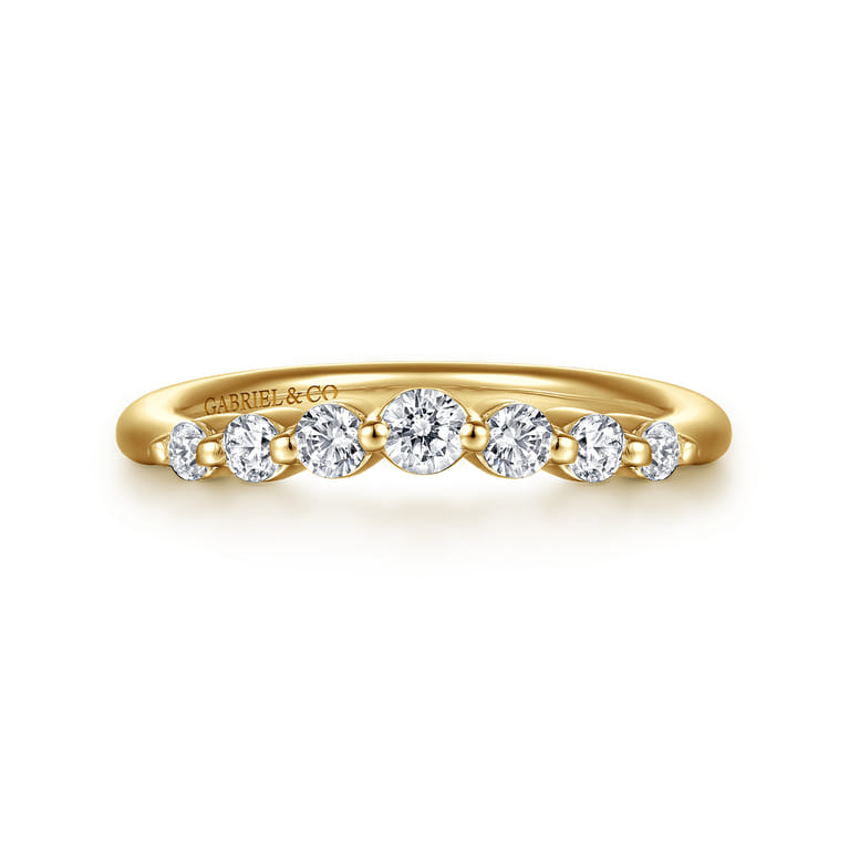 Curved Wedding Ring in 14k Yellow Gold with  Natural Diamond at Gabriel & Co. - Shot 1
