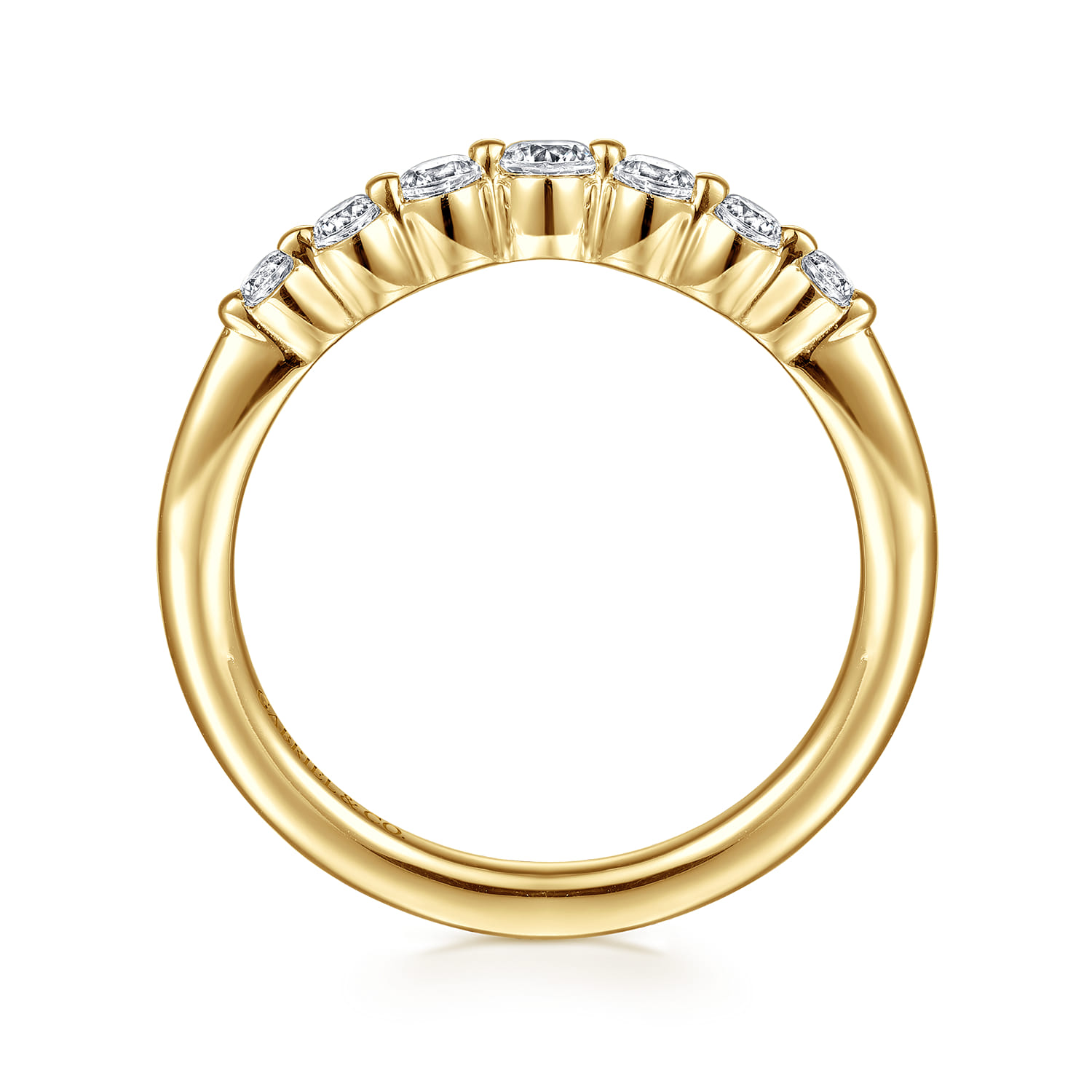 Curved Wedding Ring in 14k Yellow Gold with  Natural Diamond at Gabriel & Co. - Shot 2